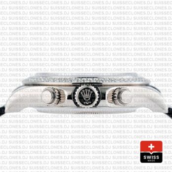 Rolex Daytona Leather White Gold Black Diamond Markers Bezel 116519 Swiss Replica 40mm 6