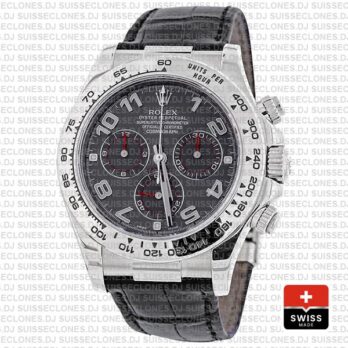 Rolex Daytona 18k White Gold Grey Arabic Dial Rolex Replica Watch