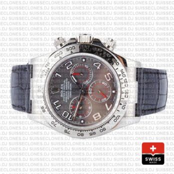 Rolex Daytona 18k White Gold Grey Arabic Dial Rolex Replica Watch