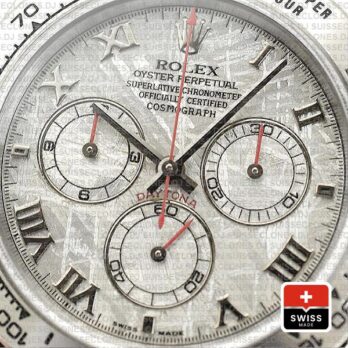 Rolex Daytona Leather White Gold Meteorite Dial Roman 116519 Swiss Replica 40mm