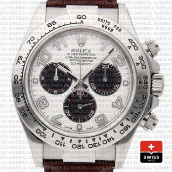 Rolex Daytona Leather White Gold Panda White Arabic 116519 Swiss Replica 40mm