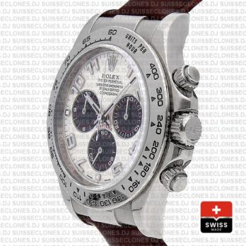 Rolex Daytona Leather White Gold Panda White Arabic 116519 Swiss Replica 40mm