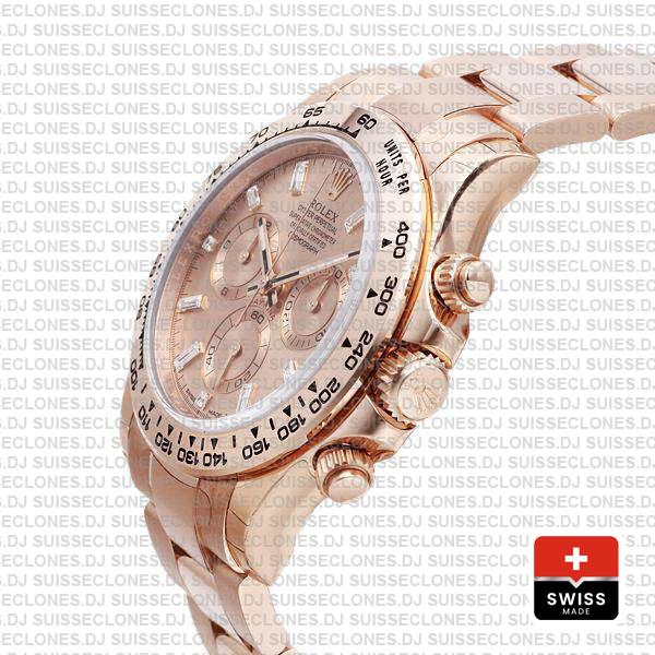 Rolex Cosmograph Daytona 40mm 18k Rose Gold Stainless Steel Oyster Bracelet Pink Diamond Dial