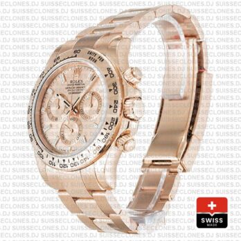 Rolex Daytona 18k Rose Gold Pink Diamond Dial Rolex Replica Watch