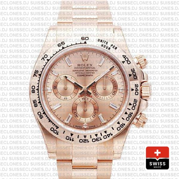 Rolex Daytona 18k Rose Gold Pink Diamond Dial Replica Watch