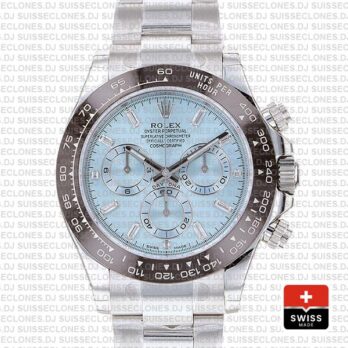 Rolex Daytona 40mm Platinum Ice Blue Dial Swiss Replica Watch
