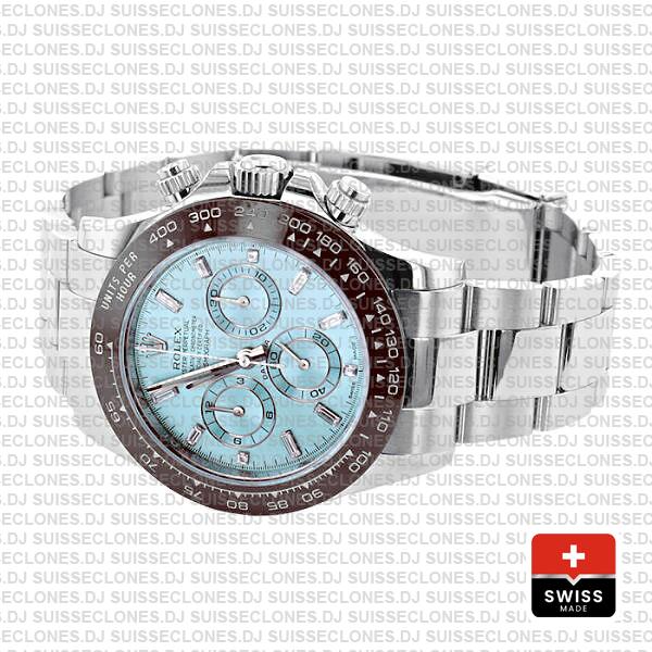 Rolex Daytona Platinum Ice Blue Diamond Markers Ceramic 116506 Swiss Replica