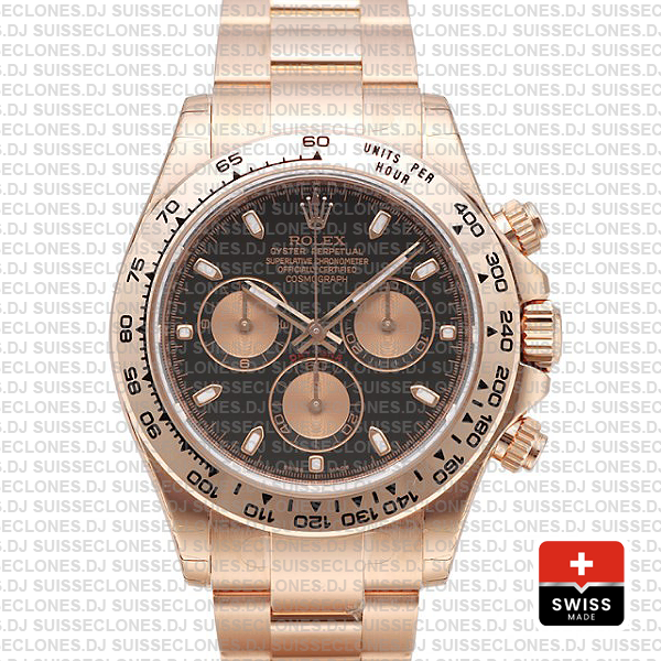 Rolex Daytona Rose Gold Black Dial | Rolex Replica Watch