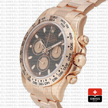 Rolex Daytona Rose Gold Black Dial Rolex Replica Watch