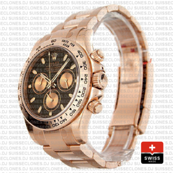 Rolex Cosmograph Daytona 18k Rose Gold Black Panda Dial 40mm with Rose Gold Subdials