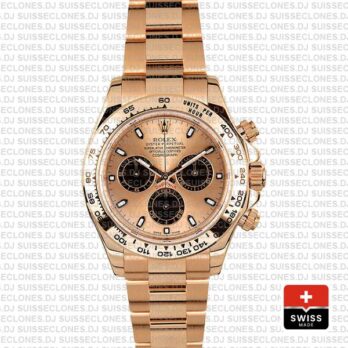 Rolex Oyster Perpetual Daytona 18k Rose Gold Watch Pink Panda Dial