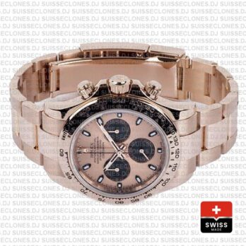 Rolex Oyster Perpetual Daytona 18k Rose Gold Watch Pink Panda Dial 40mm
