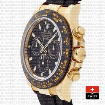 Rolex Oyster Perpetual Cosmograph Daytona 18k Yellow Gold Black Dial 40mm Ceramic Bezel Replica Watch