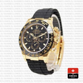 Rolex Oyster Perpetual Cosmograph Daytona 18k Yellow Gold Black Dial 40mm Ceramic Bezel Replica