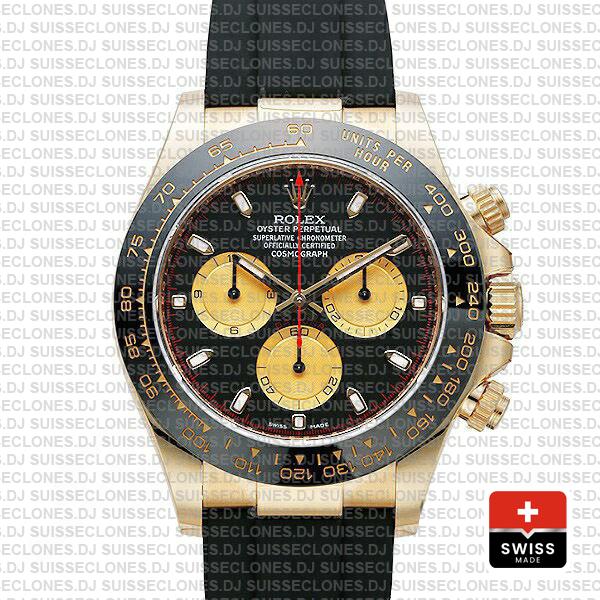 Rolex Daytona Gold Black Panda Dial Ceramic Bezel Replica