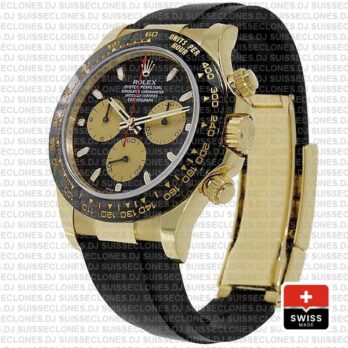 Rolex Daytona Rubber 18k Yellow Gold Ceramic Bezel Panda Black Dial 40mm 116518