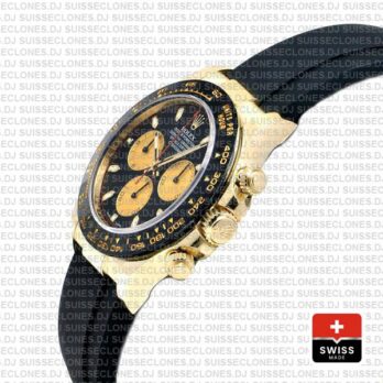 Rolex Cosmograph Daytona 18k Yellow Gold Black Panda Dial 40mm, comes with Rubber Strap Watch