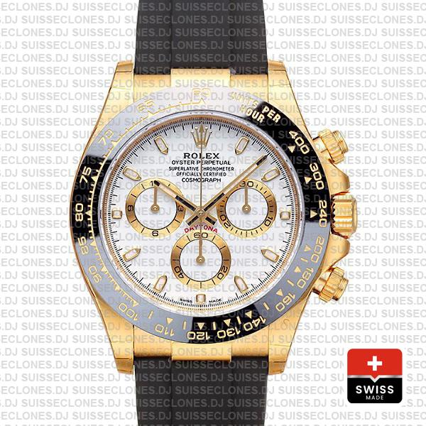 Rolex Daytona Yellow Gold Rubber White Dial | Rolex Replica