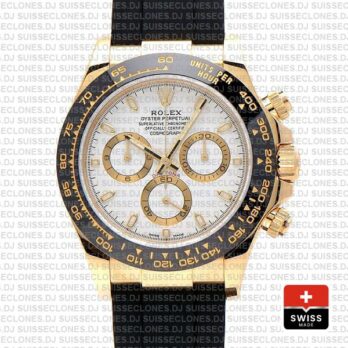 Rolex Daytona Yellow Gold Rubber White Dial Rolex Replica