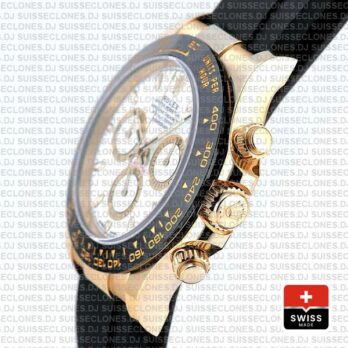 Rolex Daytona Yellow Gold Rubber White Dial Rolex Replica Watch