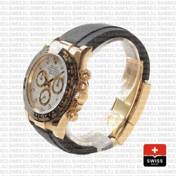 Rolex Cosmograph Daytona Rubber Strap 18k Yellow Gold 40mm 904L Stainless Steel White Dial