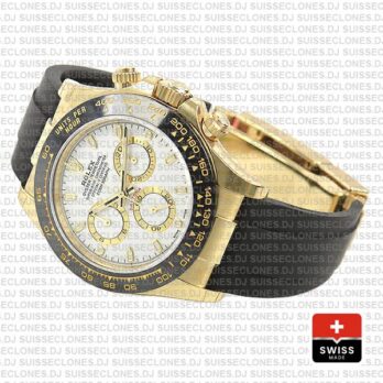 Rolex Daytona Rubber 18k Yellow Gold Ceramic Bezel White Dial 40mm 116518