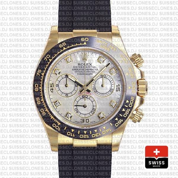 Rolex Daytona Gold Rubber Strap White MOP Diamond Watch