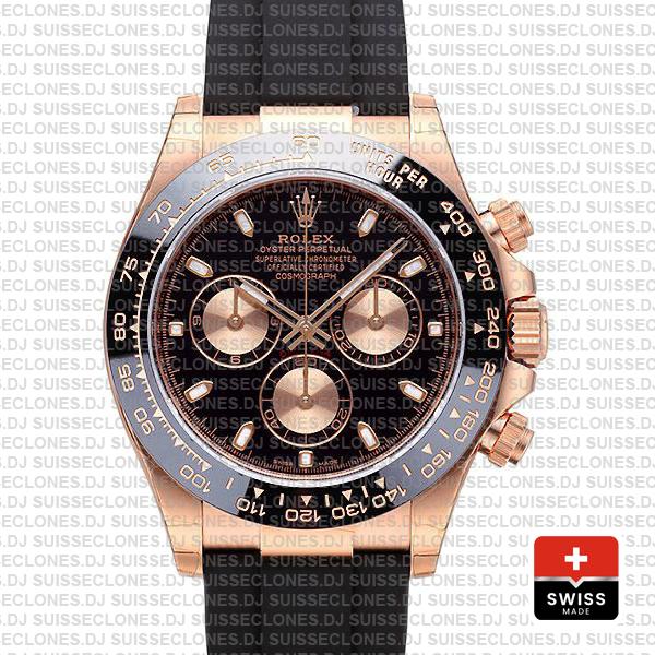 Rolex Daytona 18k Rose Gold Black Dial | Rolex Replica Watch