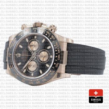 Rolex Cosmograph Daytona 18k Rose Gold Black Dial 40mm, comes with Rubber Strap