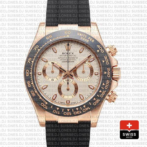 Rolex Daytona Rubber Rose Gold Ivory Ceramic 40mm