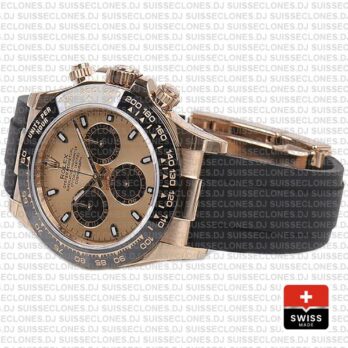 Rolex Daytona Rubber Rose Gold Pink Black Ceramic 40mm 116515 Swiss Replica