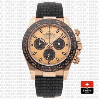 Rolex Daytona Rubber Rose Gold Pink Black Ceramic 40mm 116515 Swiss Replica