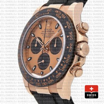 Rolex Daytona Rubber Rose Gold Pink Black Ceramic 40mm 116515 Swiss Replica