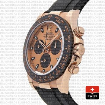 Rolex Daytona Rubber Rose Gold Pink Black Ceramic 40mm 116515 Swiss Replica