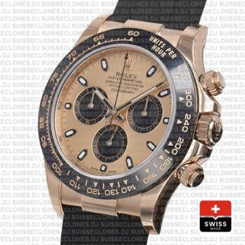 Rolex Daytona Rubber Rose Gold Pink Black Ceramic 40mm 116515 Swiss Replica