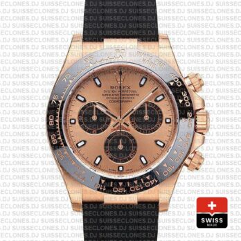 Rolex Daytona Rubber Rose Gold Pink Black Ceramic 40mm 116515 Swiss Replica