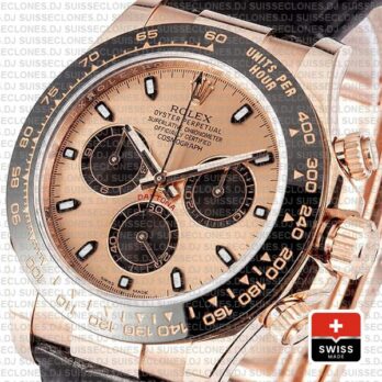 Rolex Daytona Rubber Rose Gold Pink Black Ceramic 40mm 116515 Swiss Replica