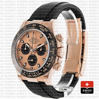 Rolex Daytona Rubber Rose Gold Pink Black Ceramic 40mm 116515 Swiss Replica