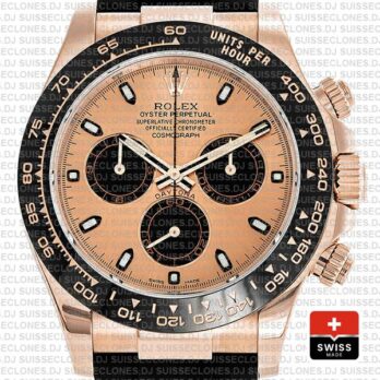 Rolex Daytona Rubber Rose Gold Pink Black Ceramic 40mm 116515 Swiss Replica