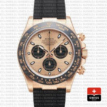 Rolex Daytona Rubber Rose Gold Pink Black Ceramic 40mm 116515 Swiss Replica