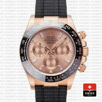 Rolex Daytona Rubber Rose Gold Pink Diamond Ceramic 40mm 116515 Swiss Replica