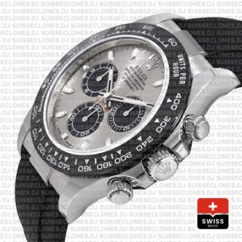 Rolex Cosmograph Daytona 18k White Gold Silver Panda Dial, Oysterflex Rubber Bracelet 40mm