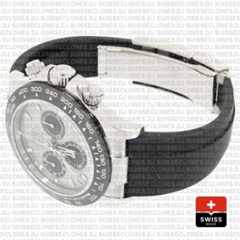 Rolex Daytona 18k White Gold Rubber Strap Silver Dial Swiss Replica Watch