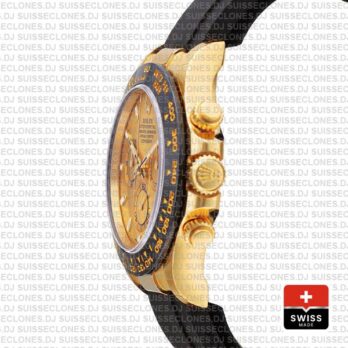 Rolex Daytona 18k Yellow Gold Rubber Strap Swiss Replica Watch
