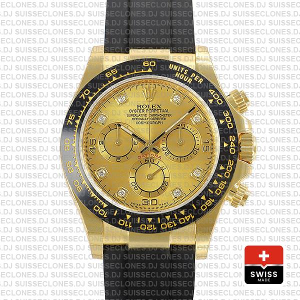 Rolex Daytona Gold Ceramic Bezel | Gold Diamond Dial Watch