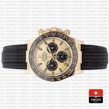 Rolex Daytona Rubber Yellow Gold Gold Dial Ceramic Bezel 40mm 116518ln