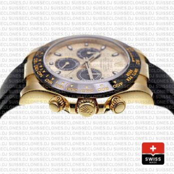 Rolex Daytona Rubber Yellow Gold Panda Gold Dial Ceramic Bezel 40mm 116518ln