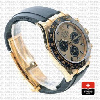 Rolex Daytona Rubber Yellow Gold Panda Gold Dial Ceramic Bezel 40mm 116518ln