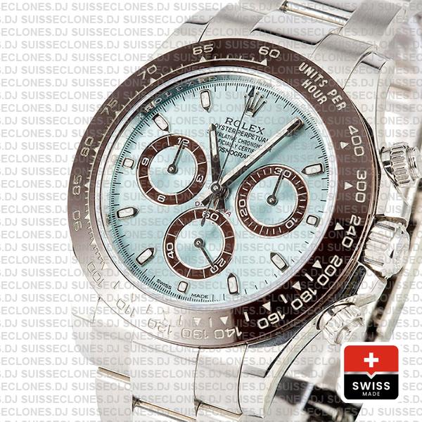 Rolex Daytona Ss Platinum Ice Blue Ceramic 116506 40mm Swiss Replica