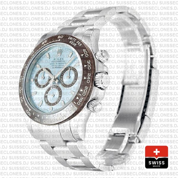 Rolex Cosmograph Daytona 950 Platinum 904L Steel Ice Blue Dial Ceramic Bezel 40mm Oyster Bracelet
